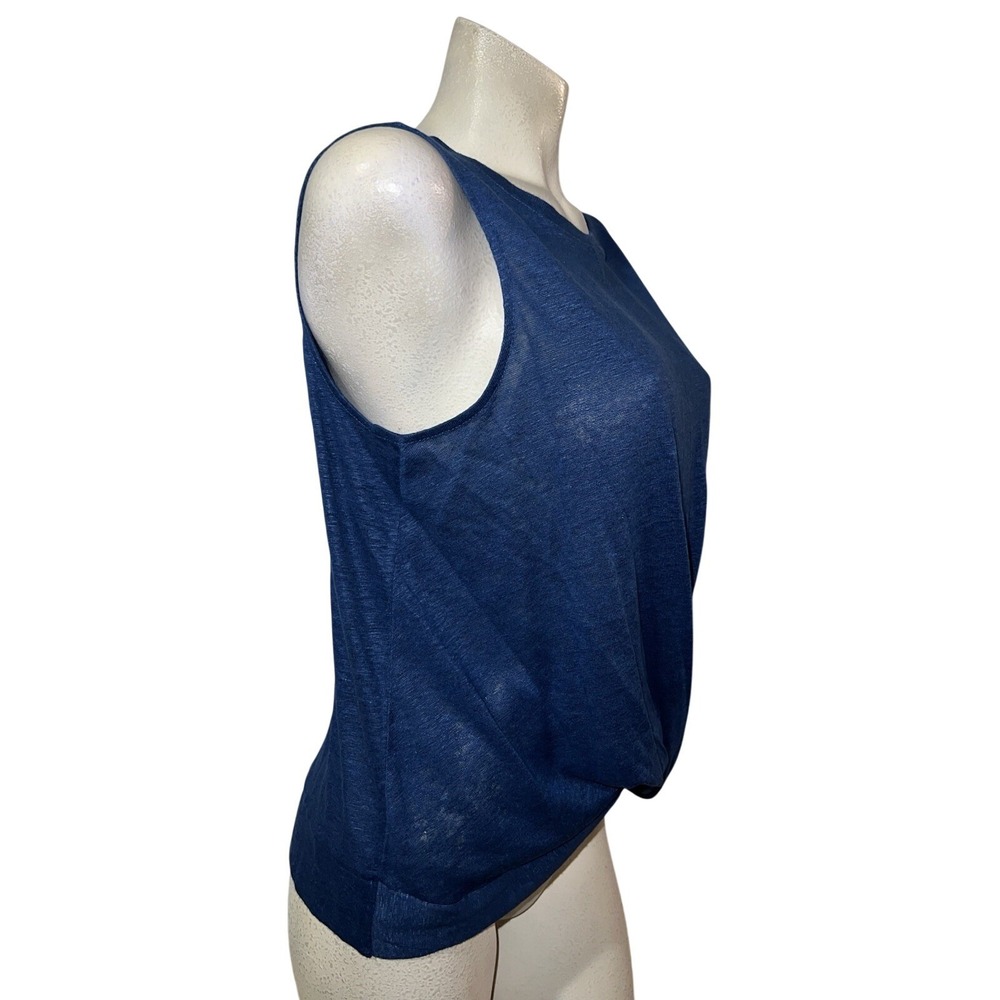 J Jill Love Linen Blue Sleeveless Twist Front Petite Top Shirt Women's M - Picture 3 of 6